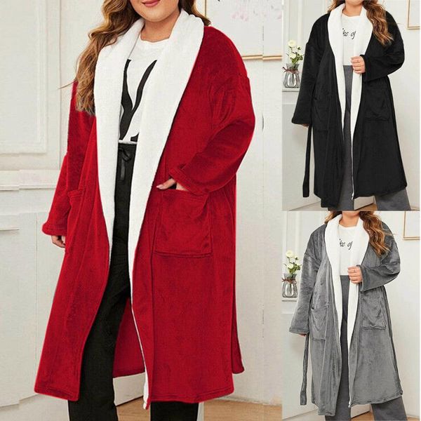 women's sleepwear women robes winter warm fleece nightdress female pajamas home clothes dressing gron kimono el bathrobe 2021, Black;red
women's sleepwear women robes winter warm fleece nightdress female pajamas home clothes dressing gron kimono el bathrobe 2021, Black;red