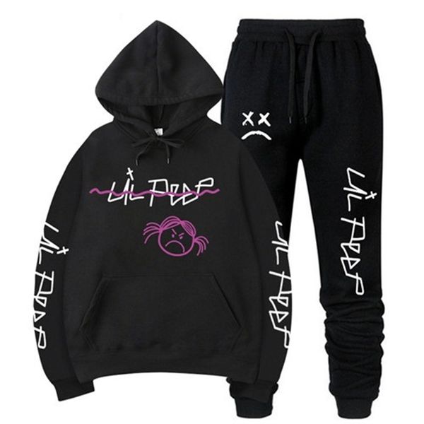 gym clothing lil peep hoodie love lil.peep men's 2 pieces suit hooded pullover sweatshirt sudaderas crybaby tracksuit, White;black 
gym clothing lil peep hoodie love lil.peep men's 2 pieces suit hooded pullover sweatshirt sudaderas crybaby tracksuit, White;black