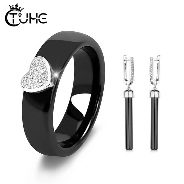 earrings & necklace women fashion 6mm crystal heart ceramic ring long drop jewelry set never fade for female girl year, Silver
earrings & necklace women fashion 6mm crystal heart ceramic ring long drop jewelry set never fade for female girl year, Silver