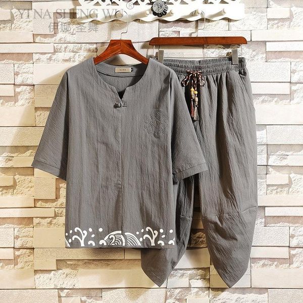 ethnic clothing summer japanese style set samurai man t-shirt trousers breathable chinese suit kimono cropped pants outfit harajuku, Red
ethnic clothing summer japanese style set samurai man t-shirt trousers breathable chinese suit kimono cropped pants outfit harajuku, Red