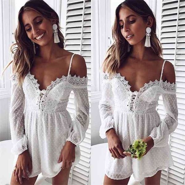 yojoceli white lace elegant jumpsuit romper dot chiffon party lace up playsuit women romper autumn short casual overalls, Black;white
yojoceli white lace elegant jumpsuit romper dot chiffon party lace up playsuit women romper autumn short casual overalls, Black;white