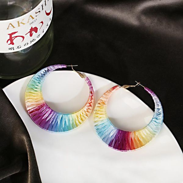 hoop & huggie 2021 round rainbow straw rattan raffia handmade drop earrings for women multi color wedding fringed tassel dangle, Golden;silver
hoop & huggie 2021 round rainbow straw rattan raffia handmade drop earrings for women multi color wedding fringed tassel dangle, Golden;silver