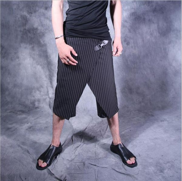 men' clothing hair stylist fashion summer casual personalized leather buckle on decoration capris pants singer costumes men's, Black
men' clothing hair stylist fashion summer casual personalized leather buckle on decoration capris pants singer costumes men's, Black