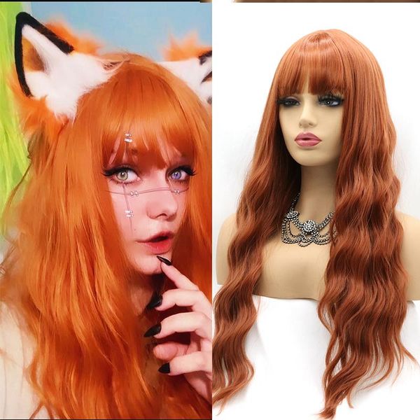 synthetic wigs orange red ginger full machine made with bangs wig cosplay long curly water natural wave glueless for women hair, Black
synthetic wigs orange red ginger full machine made with bangs wig cosplay long curly water natural wave glueless for women hair, Black