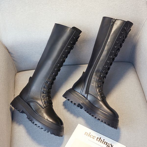 knight thick sol show high long barrel martin women's leather 2021 minority thin boots, Black
knight thick sol show high long barrel martin women's leather 2021 minority thin boots, Black