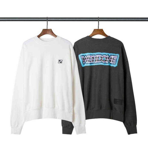 correct we11 badge back halo print men's and women's slim round neck wd long sleeve sweater, Black 
correct we11 badge back halo print men's and women's slim round neck wd long sleeve sweater, Black