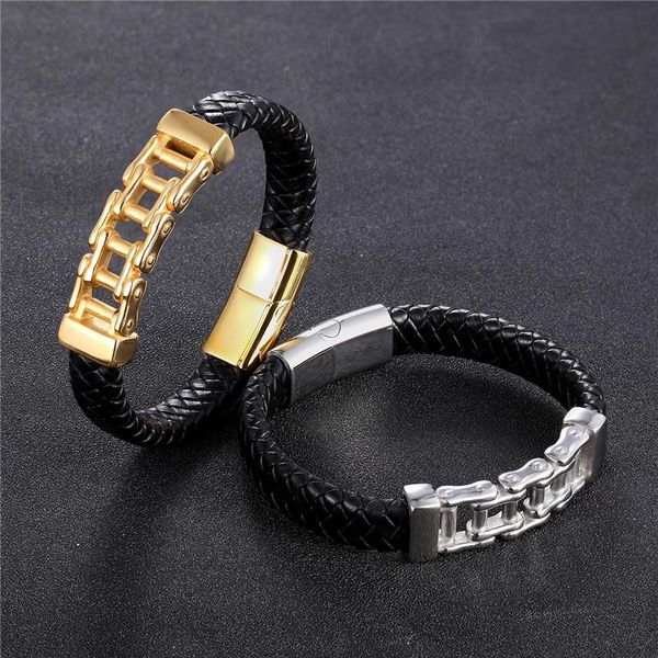 charm bracelets mkendn punk braided genuine leather bracelet men cuban link chain homme gold magnet buckle male jewelry gifts, Golden;silver
charm bracelets mkendn punk braided genuine leather bracelet men cuban link chain homme gold magnet buckle male jewelry gifts, Golden;silver