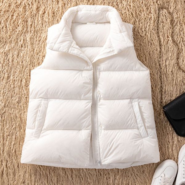 2021 women's lightweight warm loose white duck down stand collar zipper korean urban leisure sleevels down et vt, Black;white
2021 women's lightweight warm loose white duck down stand collar zipper korean urban leisure sleevels down et vt, Black;white