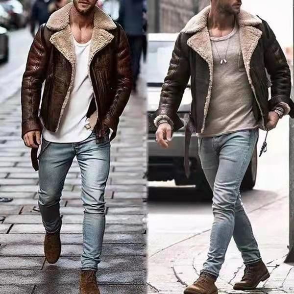 men vintage cool motorcycle jacket leather long sleeve bomber coat warm aviator brown bomber fur collar sheepskin ja29, Black;brown
men vintage cool motorcycle jacket leather long sleeve bomber coat warm aviator brown bomber fur collar sheepskin ja29, Black;brown