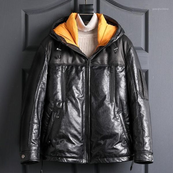 fashion casual real leather down jacket mens retro sheepskin hooded clothes coat men's & faux, Black
fashion casual real leather down jacket mens retro sheepskin hooded clothes coat men's & faux, Black