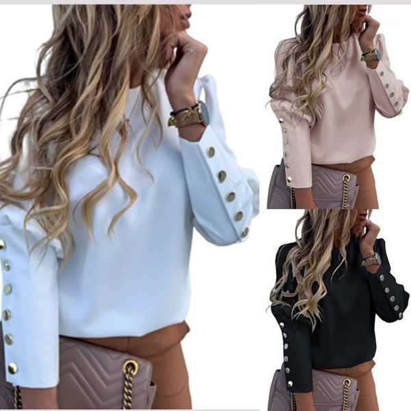 blusas 2021 work wear women blouses long sleeve back metal buttons shirt casual o neck printed plus size fall blouse women's & shirts, White
blusas 2021 work wear women blouses long sleeve back metal buttons shirt casual o neck printed plus size fall blouse women's & shirts, White