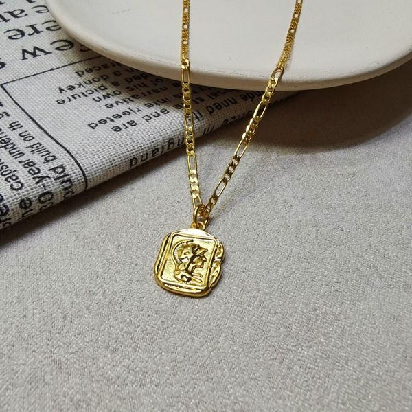 pendant necklaces european and american minimalist temperament retro geometric brass french roman embossed head like square coin necklace, Silver
pendant necklaces european and american minimalist temperament retro geometric brass french roman embossed head like square coin necklace, Silver