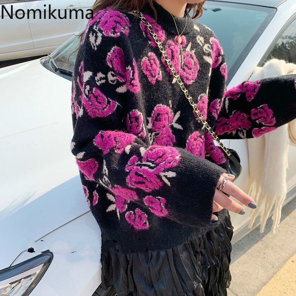 nomikuma autumn winter pull femme vintage hit color rose jacquard sweater causal long sleeve o-neck knitted pullover 6c452 210427, White;black
nomikuma autumn winter pull femme vintage hit color rose jacquard sweater causal long sleeve o-neck knitted pullover 6c452 210427, White;black