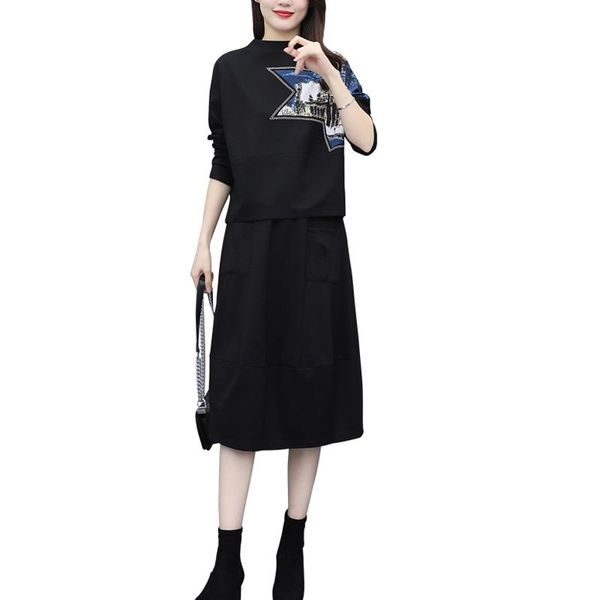 women's tracksuits autumn women casual black sport suit two piece set plus size oversize printed and midi skirt matching outfit tracks, Gray
women's tracksuits autumn women casual black sport suit two piece set plus size oversize printed and midi skirt matching outfit tracks, Gray