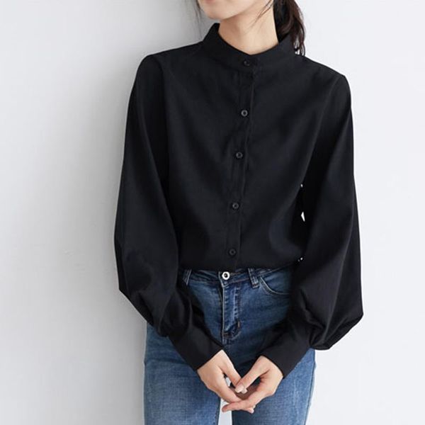 women's blouses & shirts ljsxls 2021 autumn big lantern sleeve blouse women winter vintage single breasted stand collar office work fem, White
women's blouses & shirts ljsxls 2021 autumn big lantern sleeve blouse women winter vintage single breasted stand collar office work fem, White