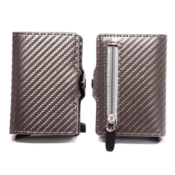 card holders casekey 2021 holder aluminum box wallet rfid pu leather up case magnet carbon fiber coin purse, Brown;gray
card holders casekey 2021 holder aluminum box wallet rfid pu leather up case magnet carbon fiber coin purse, Brown;gray
