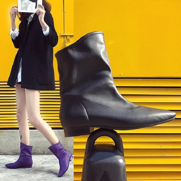 boots 2021 spring autumn slip on ankle for women pointed toe orange beige purple leather low heel short bota feminina, Black
boots 2021 spring autumn slip on ankle for women pointed toe orange beige purple leather low heel short bota feminina, Black
