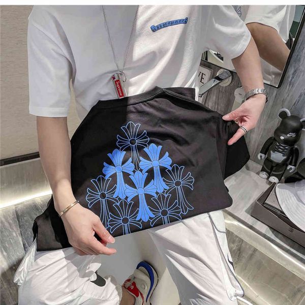 chh 2021 spring summer new couple navy cross print crew neck short sleeve t-shirt unisex, White
chh 2021 spring summer new couple navy cross print crew neck short sleeve t-shirt unisex, White