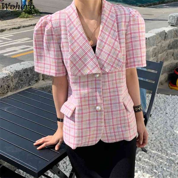 chic korean elegant short sleeve women plaid coat causal all match jacket summer single breasted outwear 210519, White;black
chic korean elegant short sleeve women plaid coat causal all match jacket summer single breasted outwear 210519, White;black