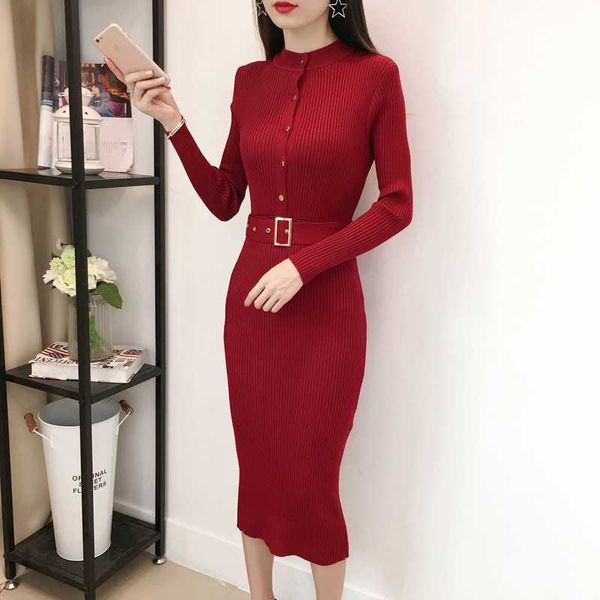 autumn winter elegant single breasted women warm sweater dress o-neck long sleeve stretch knitted with sashes 210529, Black;gray
autumn winter elegant single breasted women warm sweater dress o-neck long sleeve stretch knitted with sashes 210529, Black;gray