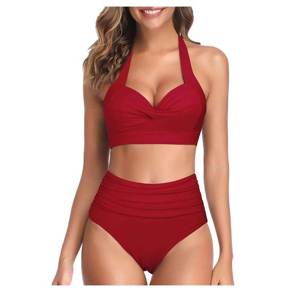women's swimwear fast deliver women vintage swimsuit two piece retro halter ruched high waist print bikini set traje de baño dividido, White;black
women's swimwear fast deliver women vintage swimsuit two piece retro halter ruched high waist print bikini set traje de baño dividido, White;black