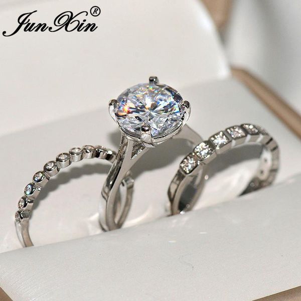 Female Crystal Ring Set Silver Color Round White Zircon Stone Triple Wedding Bands Bridal Engagement Rings For Women, Slivery;golden
Female Crystal Ring Set Silver Color Round White Zircon Stone Triple Wedding Bands Bridal Engagement Rings For Women, Slivery;golden