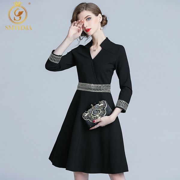 spring runway dress woman golden vintage pattern embroidery black v-neck fashion office vestidos 210520, Black;gray
spring runway dress woman golden vintage pattern embroidery black v-neck fashion office vestidos 210520, Black;gray