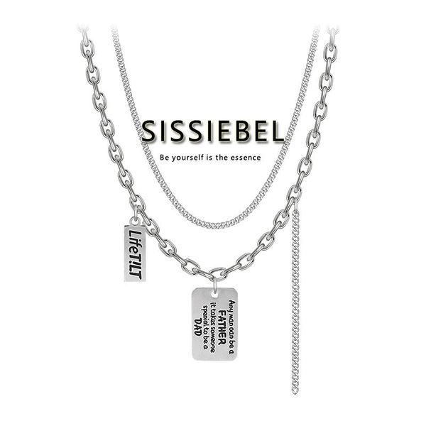 pendant necklaces european and american hip-hop men's women's double-layer overlapping square letter necklace stainless steel neck, Silver
pendant necklaces european and american hip-hop men's women's double-layer overlapping square letter necklace stainless steel neck, Silver