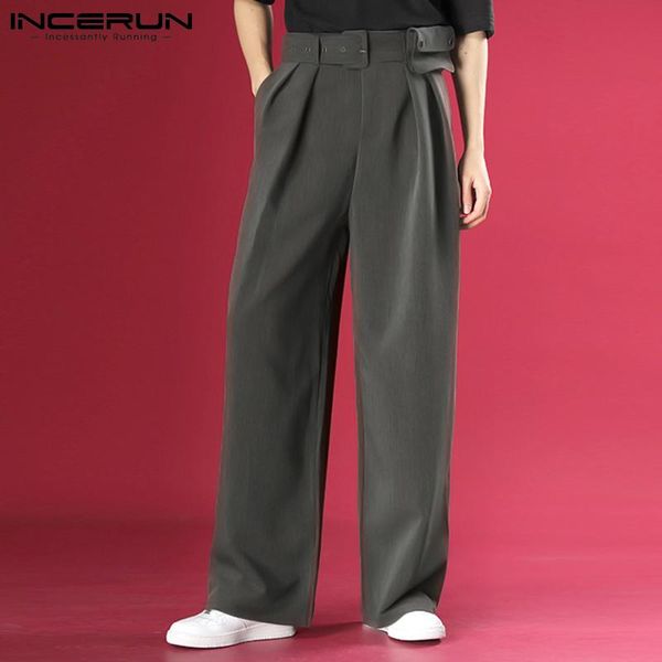 men's pants men casual solid color joggers high waist 2021 straight trousers with belt streetwear pockets loose leisure incerun, Black
men's pants men casual solid color joggers high waist 2021 straight trousers with belt streetwear pockets loose leisure incerun, Black