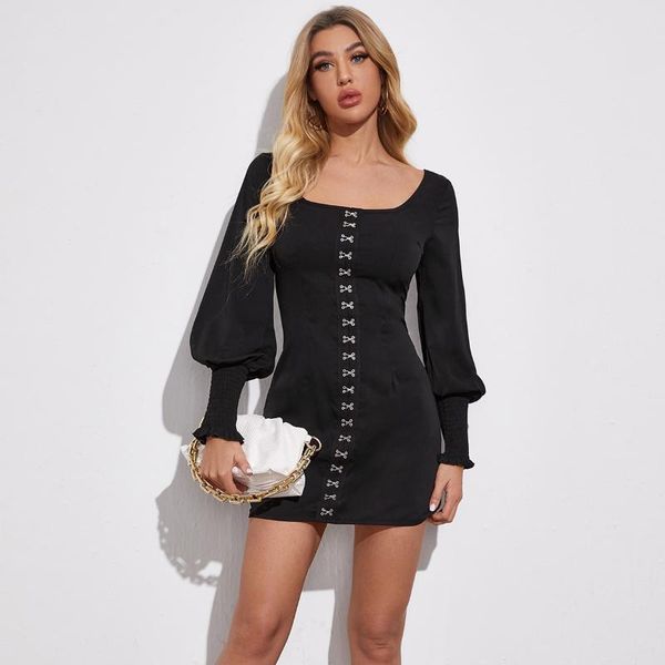 casual dresses 2021 retro european and american temperament long sleeve bag hip slim square collar lantern dress, Black;gray
casual dresses 2021 retro european and american temperament long sleeve bag hip slim square collar lantern dress, Black;gray
