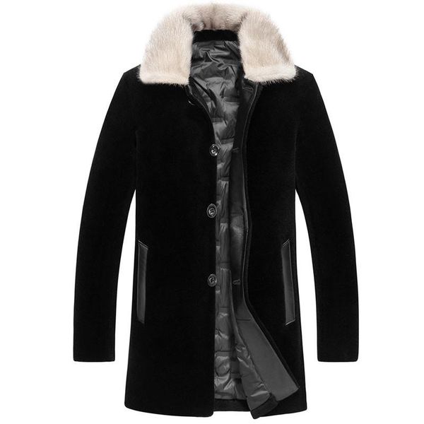 men's leather & faux real fur coat winter jacket men mink collar 100% wool sheep shearling down long coats plus size 4xl lsy1115, Black
men's leather & faux real fur coat winter jacket men mink collar 100% wool sheep shearling down long coats plus size 4xl lsy1115, Black