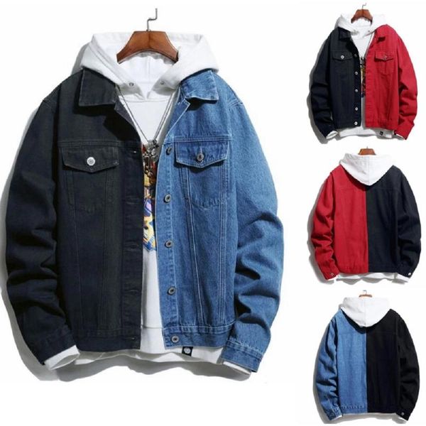 men's jackets 2021 spring and autumn fashion casual men spliced lapel single - breasted slim long sleeved denim jacket, Black;brown
men's jackets 2021 spring and autumn fashion casual men spliced lapel single - breasted slim long sleeved denim jacket, Black;brown