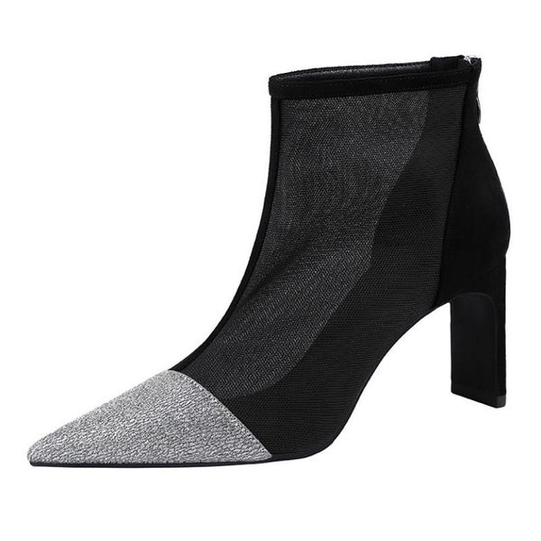 boots meriahzheng pointed sequined high heels slimming single chunky heel mesh transparent women's shoes lsj-1558-2, Black
boots meriahzheng pointed sequined high heels slimming single chunky heel mesh transparent women's shoes lsj-1558-2, Black
