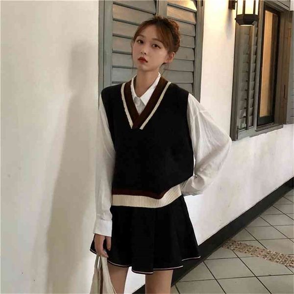 knit sweater vest female autumn and winter college style v-neck korean loose students all-match 210427, White;black
knit sweater vest female autumn and winter college style v-neck korean loose students all-match 210427, White;black