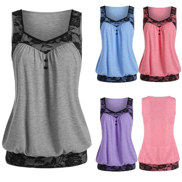 women's tanks & camis womail summer woman clothes fashion sleeveless floral lace patch button t shirt vest lady casual square collar so, White
women's tanks & camis womail summer woman clothes fashion sleeveless floral lace patch button t shirt vest lady casual square collar so, White