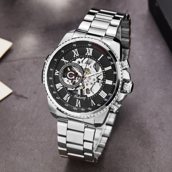 men's business manual chain mechanical steel band hollow fashion leisure watch, Slivery;brown
men's business manual chain mechanical steel band hollow fashion leisure watch, Slivery;brown