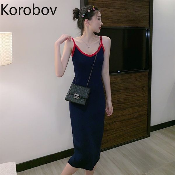 korobov knitted women spaghetti strap dress vintage hit color female dresses streetwear korean chic vestidos femme 210430, Black;gray
korobov knitted women spaghetti strap dress vintage hit color female dresses streetwear korean chic vestidos femme 210430, Black;gray