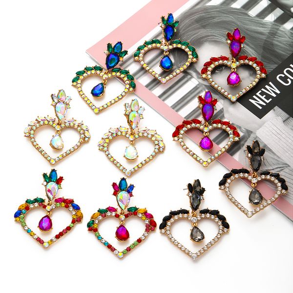 metal colorful crystal drop dangle earrings high-quality fashion rhinestone statement heart ear ring jewelry accessories for women, Silver
metal colorful crystal drop dangle earrings high-quality fashion rhinestone statement heart ear ring jewelry accessories for women, Silver