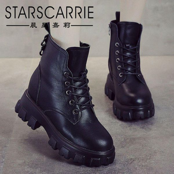 boots 2021 autumn lace up leather riding women's england thick soled casual short with side zipper, Black
boots 2021 autumn lace up leather riding women's england thick soled casual short with side zipper, Black