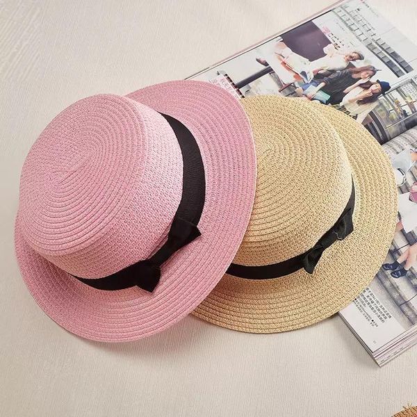 wide brim hats 2021 fashion summer beach panama hat simple female casual lady women flat bowknot straw cap girls sun, Blue;gray 
wide brim hats 2021 fashion summer beach panama hat simple female casual lady women flat bowknot straw cap girls sun, Blue;gray
