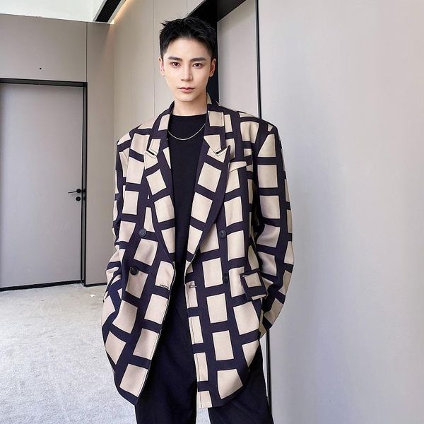 men's suits & blazers suit coat spring and autumn korean grid fashionable british leisure relaxed handsome large size, White;black
men's suits & blazers suit coat spring and autumn korean grid fashionable british leisure relaxed handsome large size, White;black