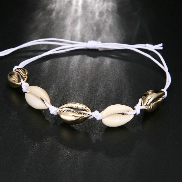 charm bracelets fashion bohemian natural sea shell conch men women bracelet anklet silver gold bead jewelry ladie convenient, Golden;silver