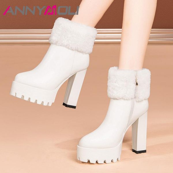 boots annymoli real leather platform block heels short super high heel women shoes zipper round toe fashion ankle 40, Black
boots annymoli real leather platform block heels short super high heel women shoes zipper round toe fashion ankle 40, Black