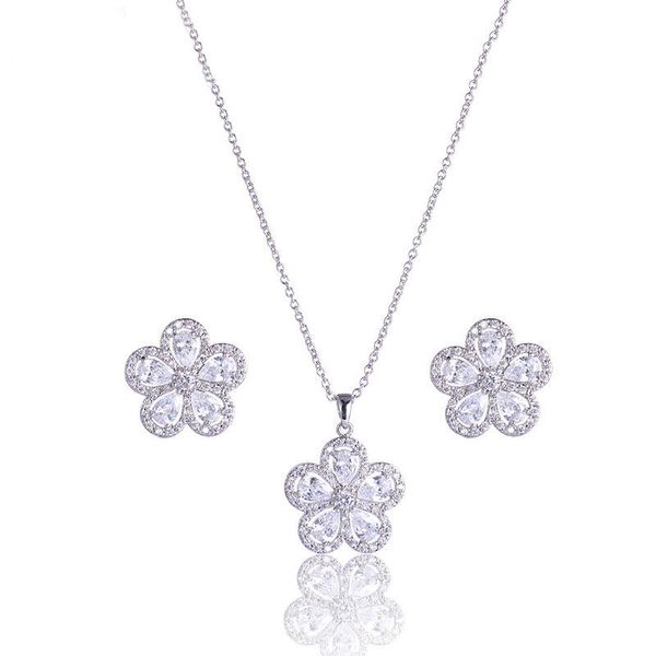 earrings & necklace sliver color cubic zircon flower shape jewelry sets for women gorgeous pageant, Silver
earrings & necklace sliver color cubic zircon flower shape jewelry sets for women gorgeous pageant, Silver