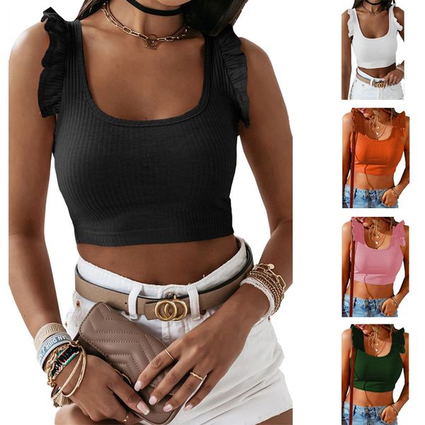 european and american solid color vest women's t-shirt 2022 summer new round neck fungus edge short women, White
european and american solid color vest women's t-shirt 2022 summer new round neck fungus edge short women, White