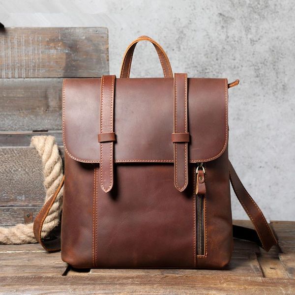 women men vintage genuine leather backpack lapshoulder bag crazy-horse cowhide preppy school
women men vintage genuine leather backpack lapshoulder bag crazy-horse cowhide preppy school