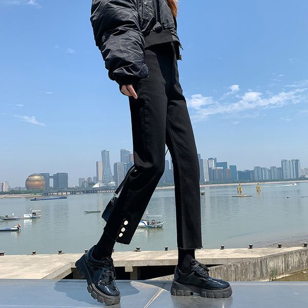 women's jeans black straight tube loose high waist slim spring and autumn 2021 small chic pipe pants, Blue
women's jeans black straight tube loose high waist slim spring and autumn 2021 small chic pipe pants, Blue