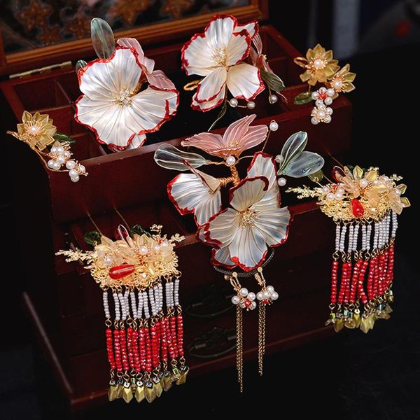 earrings & necklace ancient wedding bride hair clips jewelry set chinese classic headdress accessories red fairy dragons and phoenix gown fo, Silver
earrings & necklace ancient wedding bride hair clips jewelry set chinese classic headdress accessories red fairy dragons and phoenix gown fo, Silver