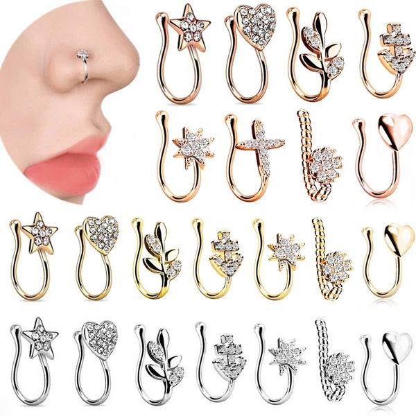 1piece stainless steel heart clip on nose ring star fake nose piercing clip on cross nose clip fake jewelry faux piercing nez, Silver
1piece stainless steel heart clip on nose ring star fake nose piercing clip on cross nose clip fake jewelry faux piercing nez, Silver
