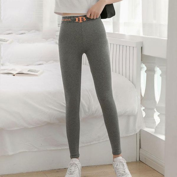 women's leggings casual patchwork high waist women korean fashion slim stretch plus size sweatpants autumn ankle-length pants, Black